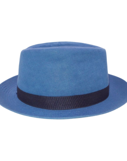 Cappello Guerra 1855 100% Lino Blu Uomo Made In Italy Classico