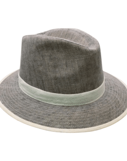 Cappello Uomo Guerra Grigio Bianco 100% Lino Uomo Estivo