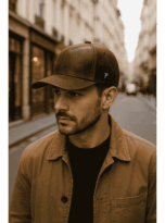 Berretto Baseball Panizza UomoUnisex “Hunter” 100% Pelle Impermeabile Marrone – Made in Italy 2