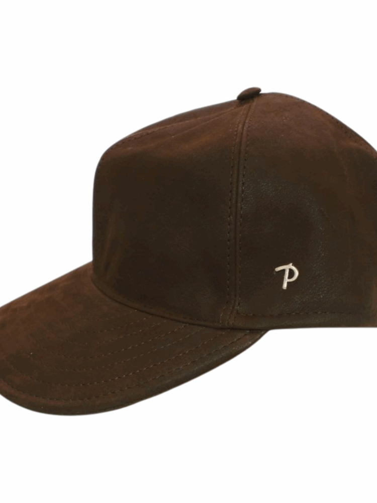 Berretto Baseball Panizza Uomo/Unisex “Hunter” 100% Pelle Impermeabile Marrone – Made in Italy