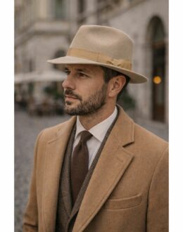 Cappello Uomo Borsalino in Feltro di Lana Beige – Elegante Made in Italy Artigianale