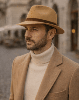 Cappello Uomo Panizza Beige in Feltro di Lana Waterproof – Made in Italy Modello Potenza 61