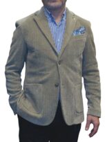 Giacca Beige Velluto a Coste Larghe Cautieri con Pochette e richiami Floreali