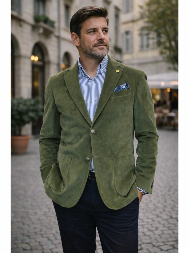 Giacca Uomo Cautieri Verde Malva Wintercotton Elegante Sartoriale Made in Italy