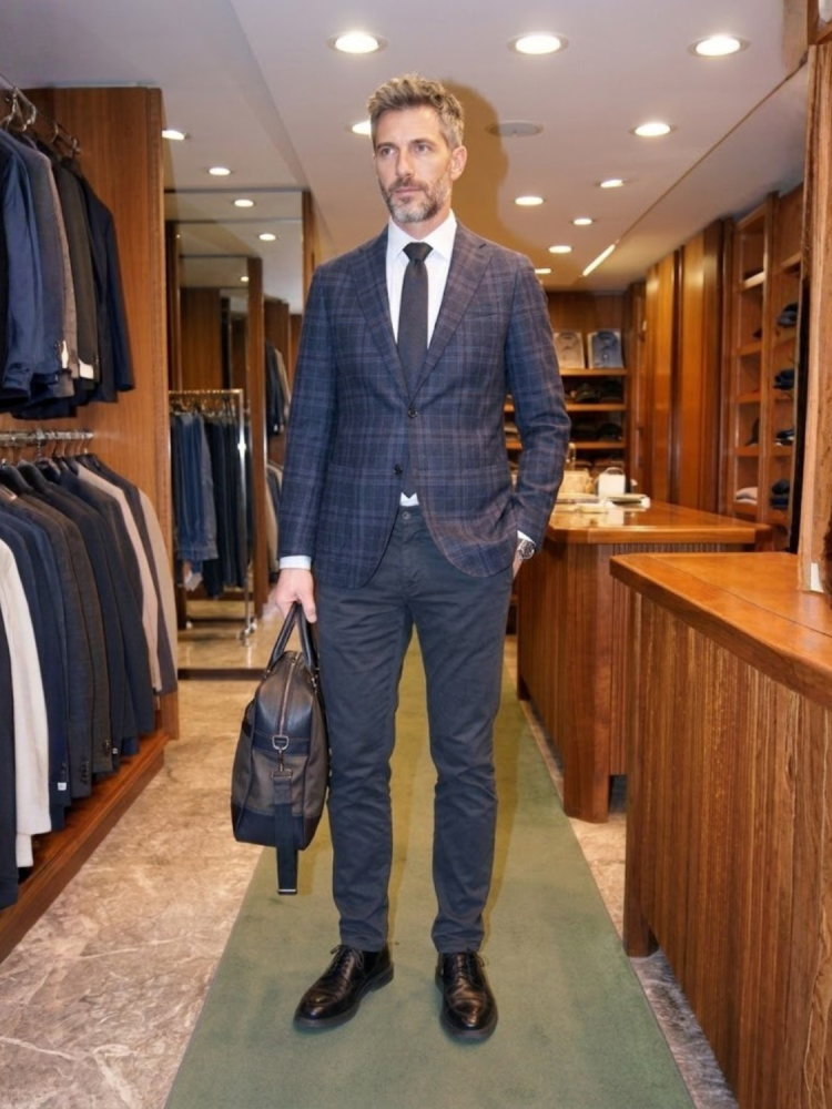 Pantalone Uomo JECKERSON JACK Slim Fit – Chino Uomo Blu in Gabardina Stretch