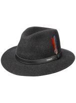 Stetson Powell Traveller Cappello Uomo in Feltro di Lana Idrorepellente con Fascia in Pelle Grigio