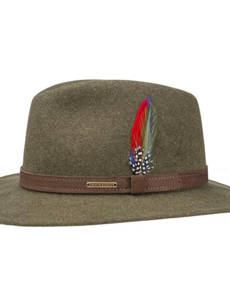 Stetson Powell Traveller Cappello Uomo in Feltro di Lana Marrone Idrorepellente